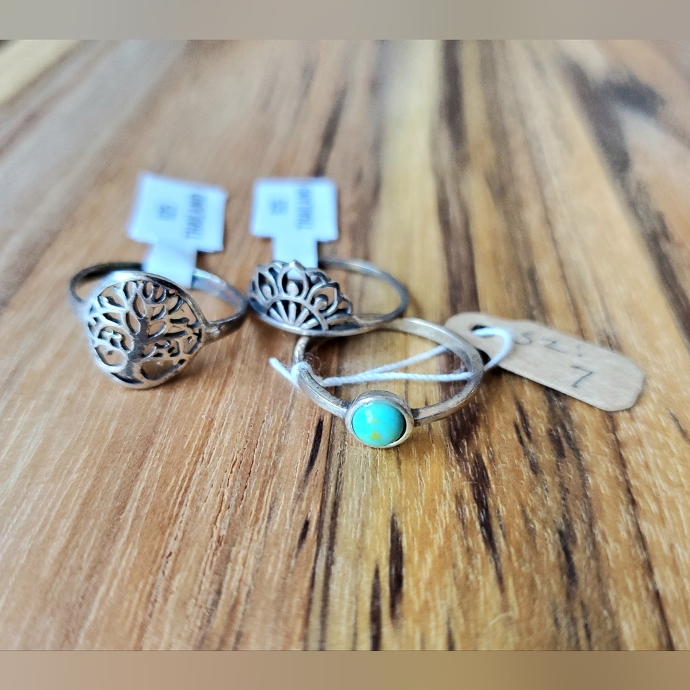 Silver and Turquoise Ring Set